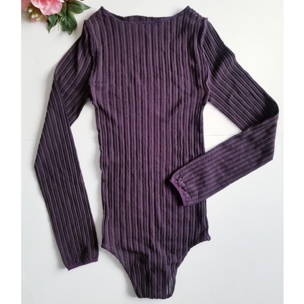 WOLFORD Luxury Synergy Mix Sheer Striped Bodysuit